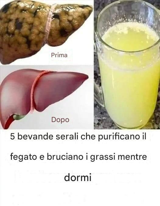 5 bevande da bere prima di andare a letto per depurare il fegato e bruciare i grassi