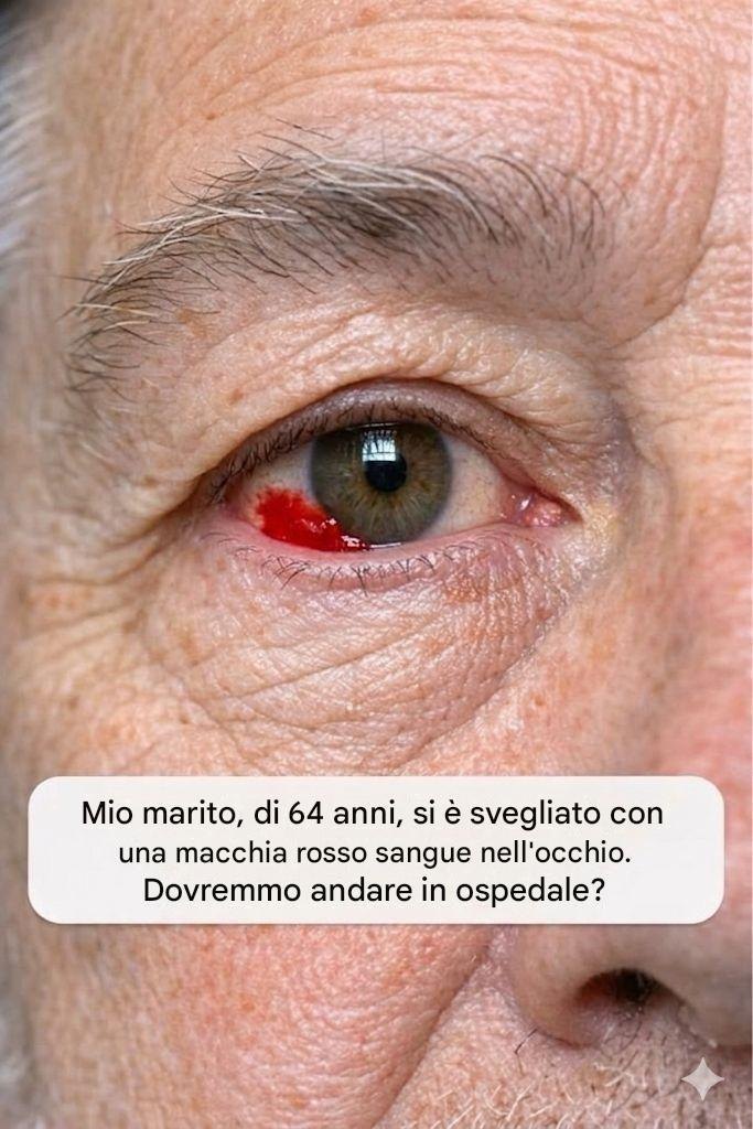 Mio marito, di 64 anni, si è svegliato con una macchia rosso sangue sull’occhio. Dovremmo andare in ospedale?