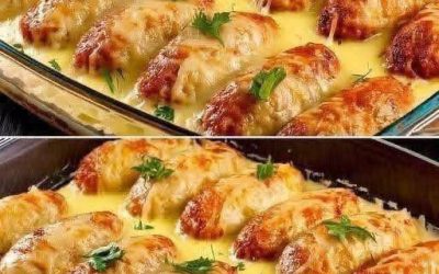 Involtini di cavolo ripieni su un letto di verdure