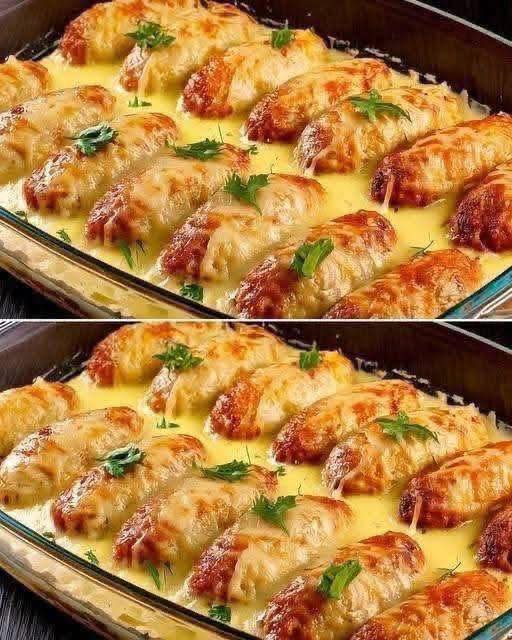 Involtini di cavolo ripieni su un letto di verdure