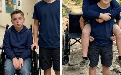 Mio figlio di 12 anni ha portato in spalla il suo amico in sedia a rotelle durante una gita in campeggio, per non farlo sentire escluso. Il giorno dopo, il preside mi ha chiamato dicendomi: “Devi sbrigarti e venire subito a scuola”.