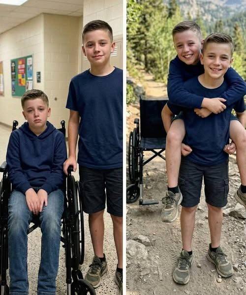 Mio figlio di 12 anni ha portato in spalla il suo amico in sedia a rotelle durante una gita in campeggio, per non farlo sentire escluso. Il giorno dopo, il preside mi ha chiamato dicendomi: “Devi sbrigarti e venire subito a scuola”.