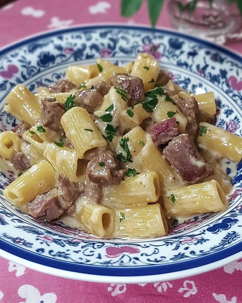 Mezze Maniche con Salsiccia Crema di Patate e Provola