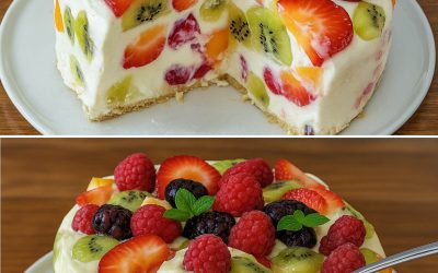 Mentre tutti gli altri avevano voglia di gelato, io ho preparato questa torta di frutta cremosa: senza zucchero, ma nutriente e rinfrescante, meglio di una ciotola di gelato. Solo 145 calorie!