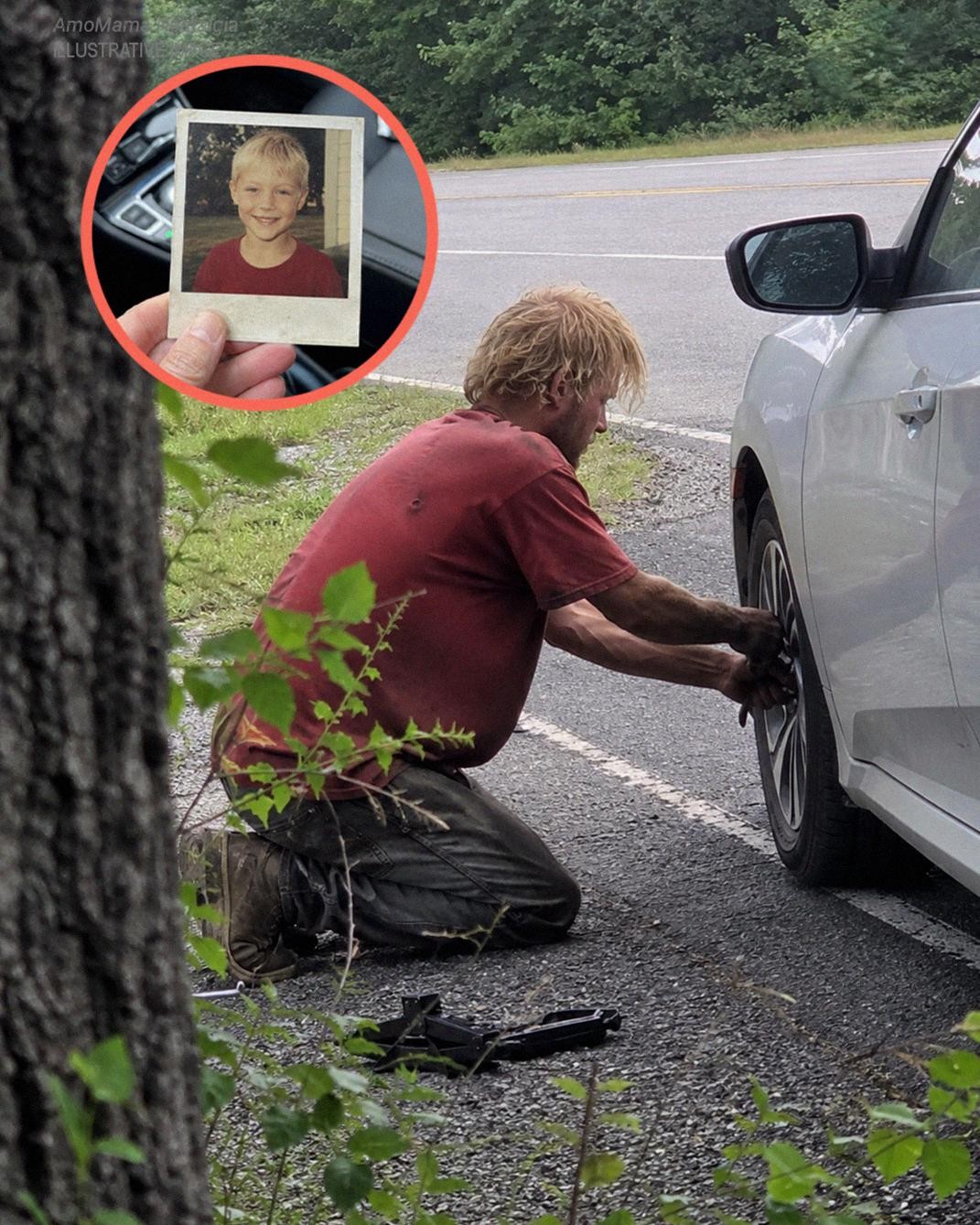 Un senzatetto mi ha aiutato a cambiare una gomma a terra sulla Route 9, dove mio figlio è scomparso 20 anni fa. Ciò che ha lasciato sul sedile del passeggero mi ha fatto cadere in ginocchio.